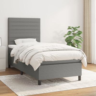 vidaXL Boxspring posteľ s matracom tmavosivá 100x200 cm látka