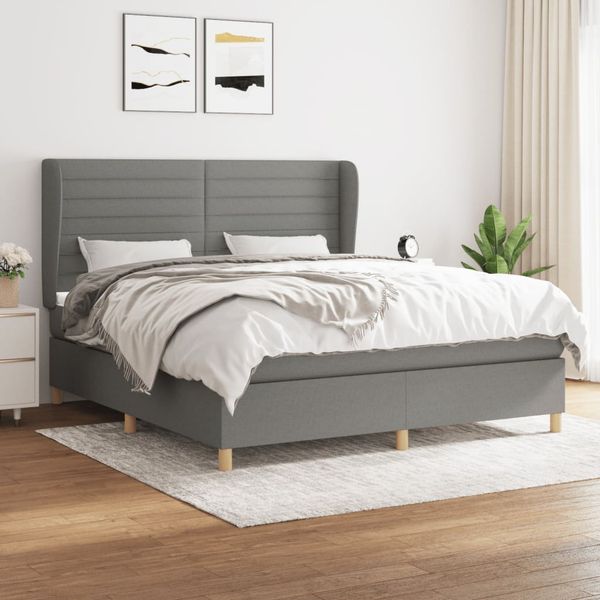 vidaXL Boxspring posteľ s matracom tmavosivá 160x200 cm látka