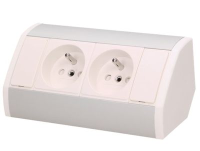 Povrchová zásuvka ORNO OR-GM-9005/WG, rohové púzdro, farba bielo-strieborná