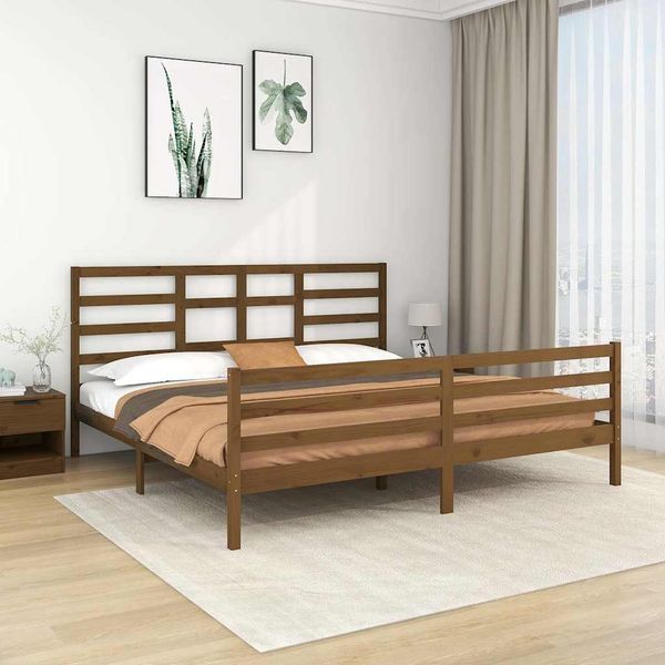 vidaXL Posteľný rám medovo-hnedý masív 200x200 cm