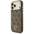 Guess 4G Triangle Logo & Big Strap Metal Buttons MagSafe puzdro pre iPhone 17 Pro Max hnedá