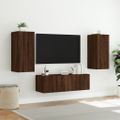 vidaXL 3-dielne TV nástenné skrinky s LED svetlami hnedý dub