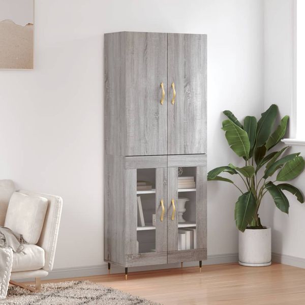 vidaXL Vysoká skrinka sivý dub sonoma 69,5x34x180 cm spracované drevo