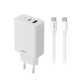 Maxlife MXTC-10-20AC PD QC nabíjačka 1x USB-C 1x USB 20W biela + USB-C - USB-C kábel 20W