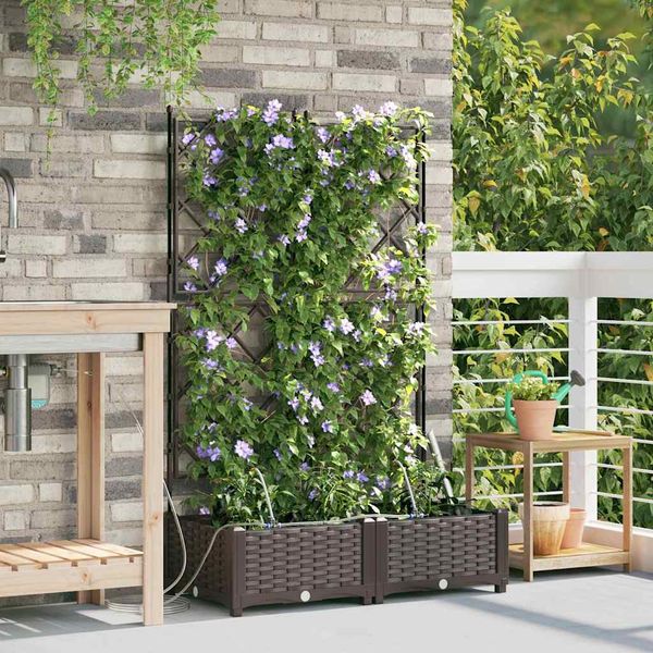 vidaXL Záhradný kvetináč 2 pcs Hnedá 80 x 40 x 126 cm Plast
