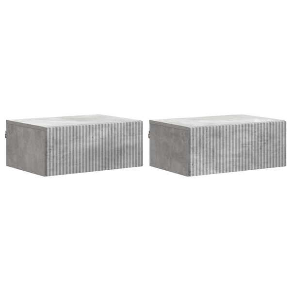vidaXL Nástenná nočná skrinka 2 pcs Betónovo sivá 49 x 34,5 x 20 cm