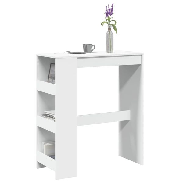 vidaXL Barový stôl s policami biely 90x40x103,5 cm kompozitné drevo