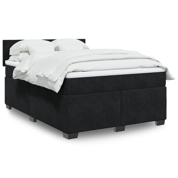 vidaXL Posteľný rám boxspring s matracom čierny 140x200 cm zamat