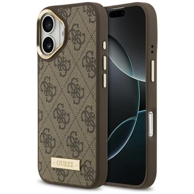Puzdro Guess 4G Logo Plate MagSafe pre iPhone 17 hnedá