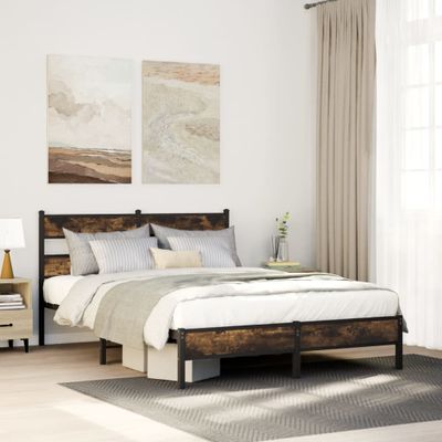 vidaXL Posteľný rám bez matraca dymový dub 75x190 cm kompozitné drevo