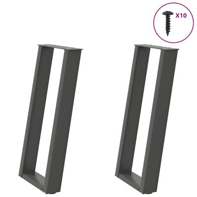 vidaXL Nohy ku konzolovému stolíku v tvare U, 2 ks, antracitové, 28 x (72-73) cm, oceľ