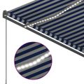 vidaXL Automatická markíza, LED a senzor vetra 300x250 cm modro-biela