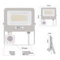 LED reflektor GLARO s pohybovým čidlom, 30 W, biely, IP54, 3000 lm, neutrálna biela