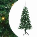 vidaXL Rohový umelý vianočný strom s 150 LED-i Zelená 150 cm PVC a kov