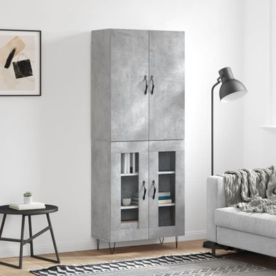 vidaXL Vysoká skrinka betónová sivá 69,5x34x180 cm spracované drevo
