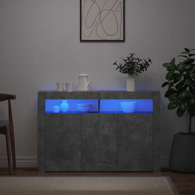 vidaXL Komoda s LED svetlami betónová sivá 116x30x75 cm