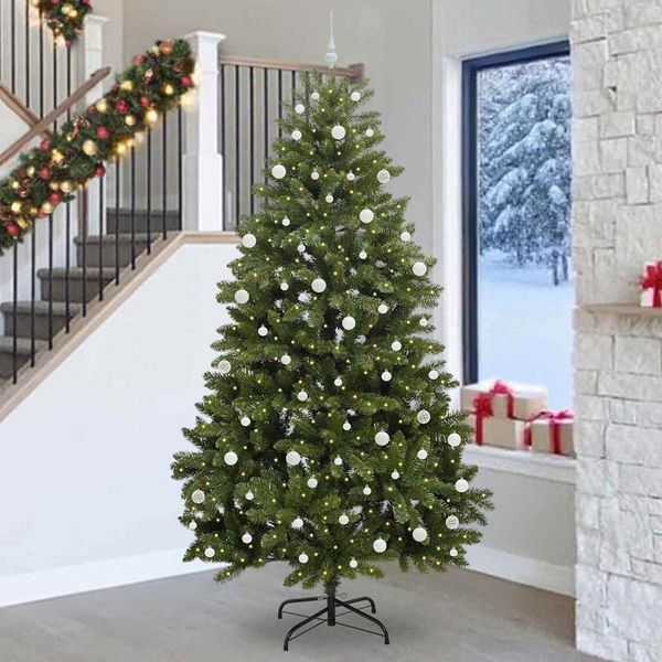 vidaXL Umelý vianočný stromček s 300 LED-i Zelená 270 cm PVC a kov