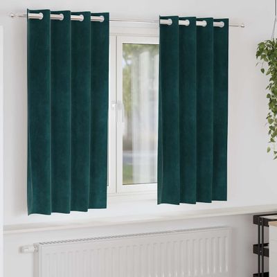 vidaXL Zatemňovacie závesy 2 pcs Tmavozelená 140 x 175 cm Zamat