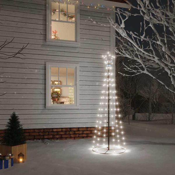 vidaXL Vianočný stromček, kužeľ 108 LED, studené biele svetlo 70x180cm