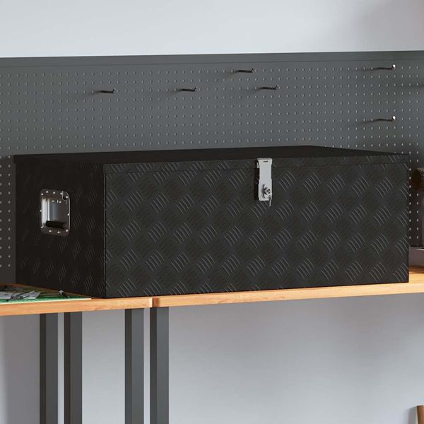 vidaXL Úložný box čierny 100x55x37 cm hliník