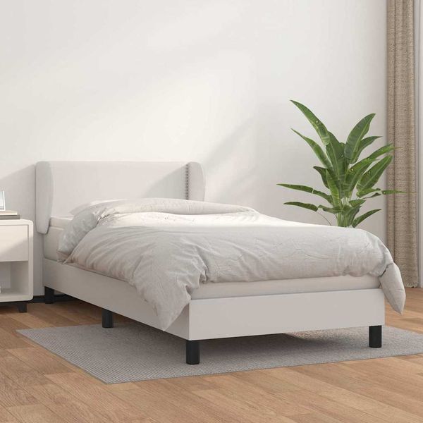 vidaXL Boxspring posteľ s matracom biela 80x200 cm umelá koža