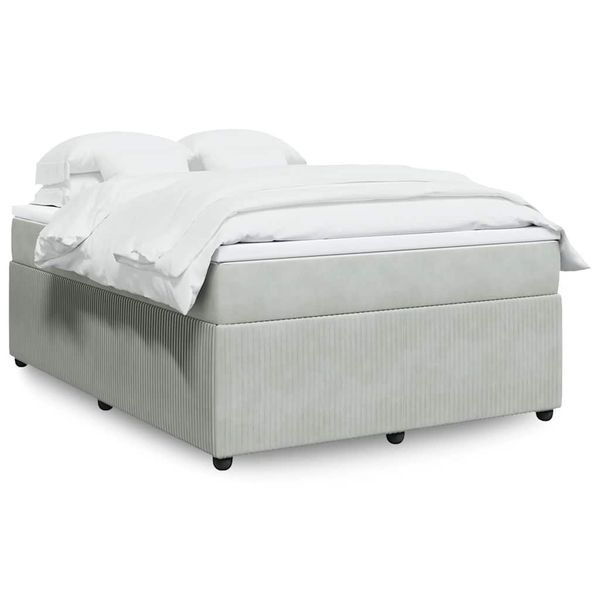 vidaXL Posteľný rám boxsping s matracom bledosivý 140x190 cm zamat
