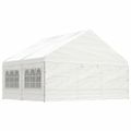 vidaXL Altánok so strechou, biely 4,46x5,88x3,75 m, polyetylén