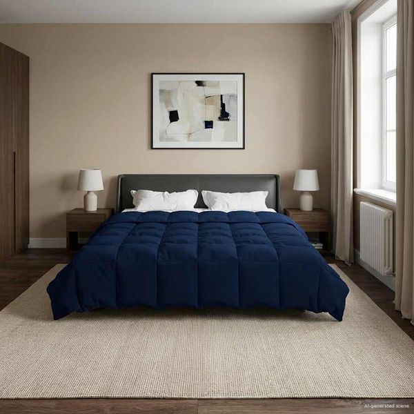vidaXL Prikrývka na celý rok Tmavomodrá 200 x 200 cm Mikrovlákno