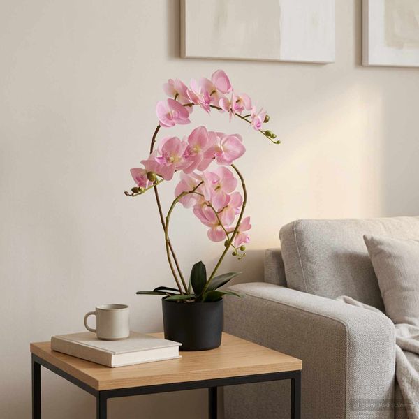 vidaXL Umelá orchidea s kvetináčom Ružová 45 x 15 x 65 cm