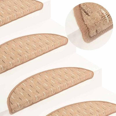 vidaXL Kobercové nášľapy na schody 15 ks bledohnedé 56x17x3 cm