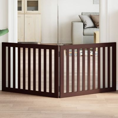 vidaXL Brána pre psa skladacia 2 panely hnedá 160 cm topoľové drevo