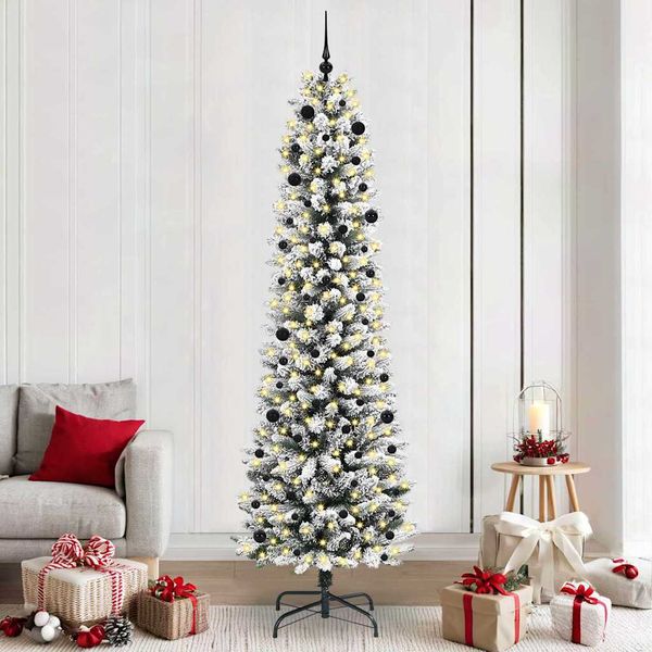 vidaXL Umelý vianočný stromček Biela 240 cm PVC, kov a plast
