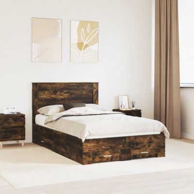 vidaXL Rám postele Dymová dub 120 x 190 cm Kompozitné drevo