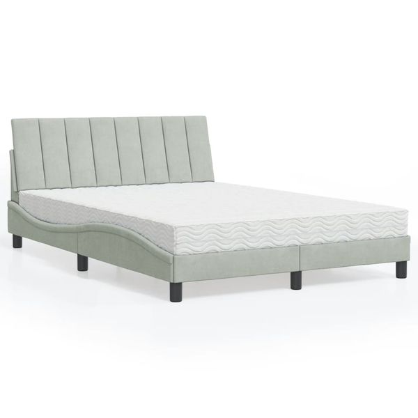 vidaXL Posteľ s matracom Hanko bledosivý 140x200 cm zamat