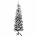 vidaXL Zasnežený umelý úzky vianočný stromček 180 cm PVC a PE