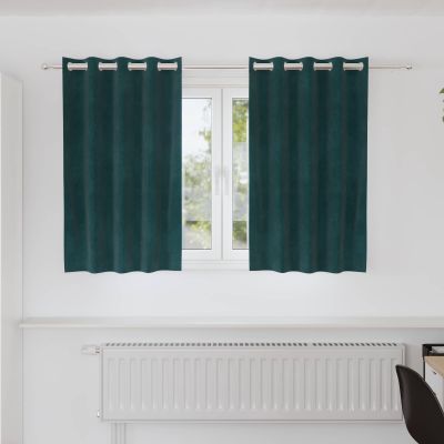 vidaXL Zatemňovacie závesy 2 pcs Tmavozelená 140 x 140 cm Zamat