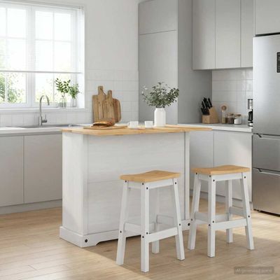 vidaXL Kuchynský ostrovný set so zásuvkou 3 pcs Biely a vosk z medu