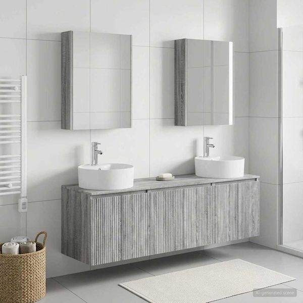 vidaXL Set kabinetov do kúpeľne 5 pcs Sivý Sonoma Kompozitné drevo