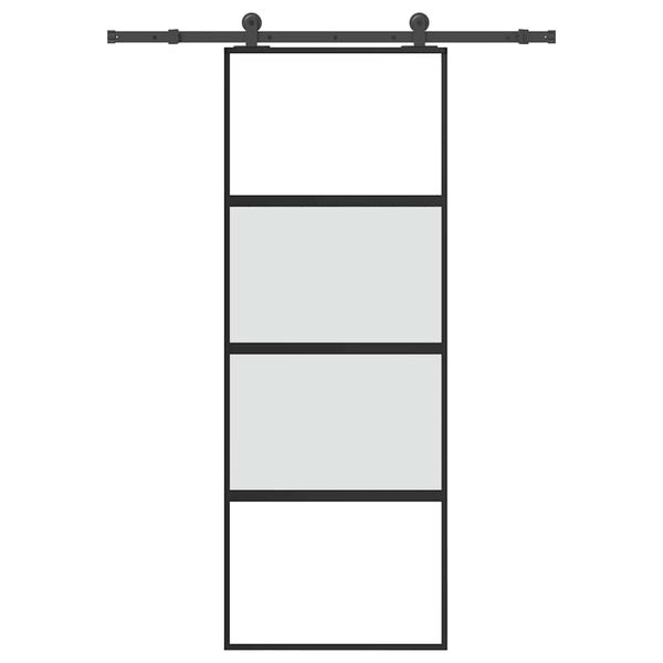 vidaXL Posuvné dvere s kovaním 76x205 cm tvrdené sklo a hliník úzke