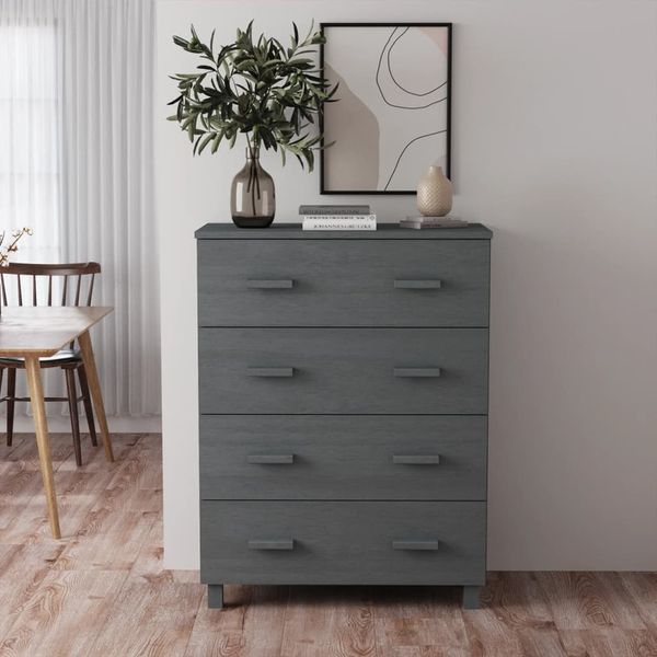 vidaXL Komoda HAMAR, tmavosivá 79x40x103,5 cm, borovicový masív