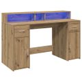 vidaXL Stôl s LED svetlami dub artisan 140x55x91 cm kompozitné drevo