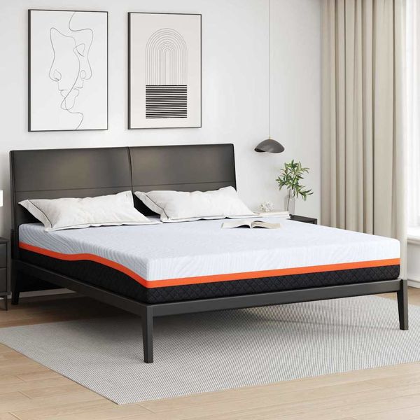 vidaXL Matrac Biela a šedá 180 x 200 cm žakárová tkanina