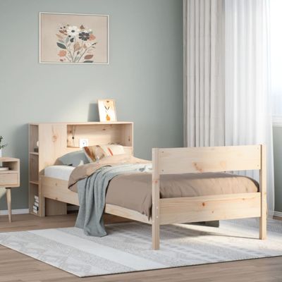 vidaXL Posteľ s knižnicou bez matraca 75x190 cm borovicový masív