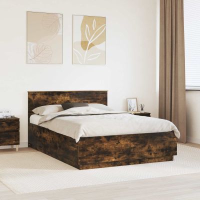vidaXL Rám postele Dymová dub 160 x 200 cm Kompozitné drevo