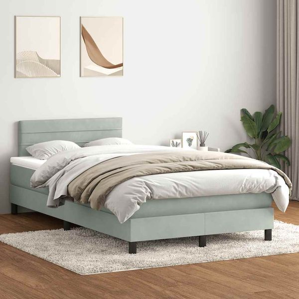 vidaXL Posteľný rám boxsping s matracom bledosivý 120x210 cm zamat