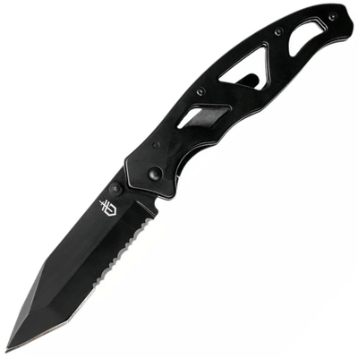 Gerber 31-003635 Paraframe II Part. Serrated Black vreckový nôž 8,6 cm, celočierna, celooceľový