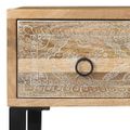 vidaXL Stôl, masívne mangovníkové drevo a pravá koža, 117x50x76 cm