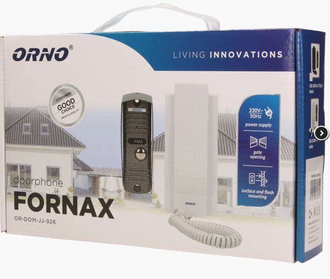 Súprava domového telefónu jednojednotkový ORNO OR-DOM-JJ-926/B, odolný proti vandalizmu, FORNAX, čierna Sada domovního telefonu jednojednotkový ORNO OR-DOM-JJ-926/B, odolný proti vandalismu, FORNAX, čierna
