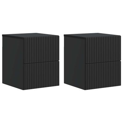 vidaXL Nástenná nočná skrinka Nástenný 2 pcs Čierna 33 x 34,5 x 40 cm