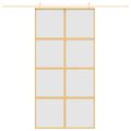 vidaXL Posuvné dvere zlaté 102,5x205 cm matné ESG sklo a hliník